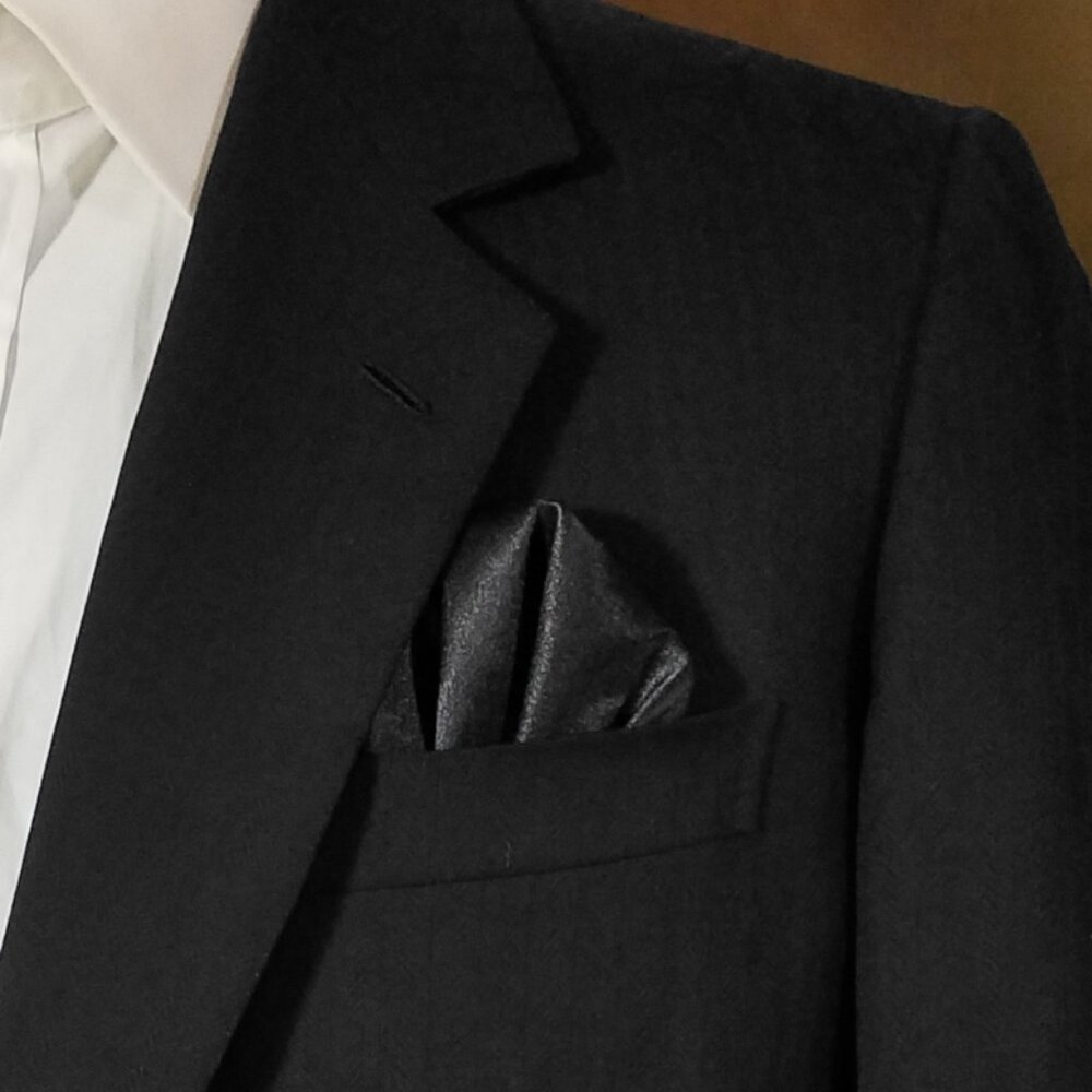 New- Men's Black Satin Pre-Folded Pocket Square Insert